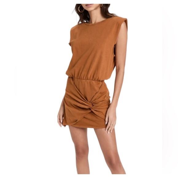 L Space | NEW Women's Rust 100% Cotton Jersey Knit Jesse Twist Mini Dress Sz M - Picture 1 of 5